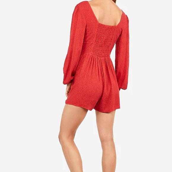 Express Dot Print Button Front Romper - Picture 2 of 2